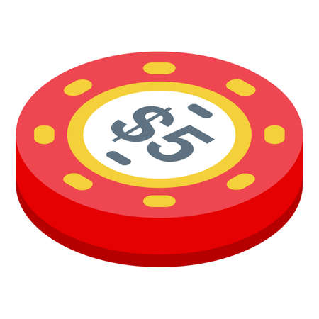 Red coin chips icon isometric vector. Card poker. Ace deckのイラスト素材