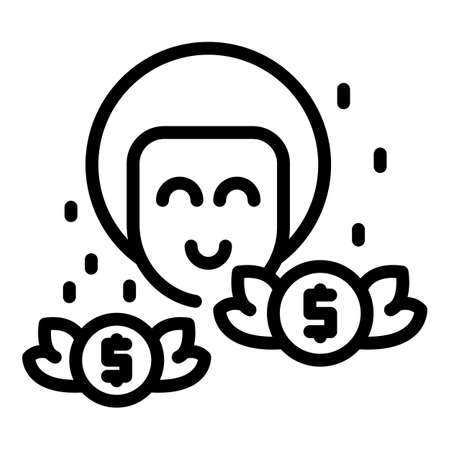Finance dream icon outline vector. Passive work. Debt coinのイラスト素材