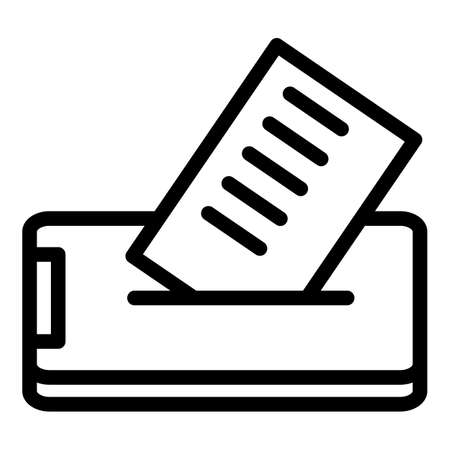 Online paper voter icon outline vector. People internet. Vote ballotのイラスト素材