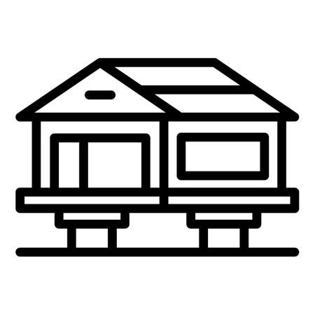 Wood home icon outline vector. House cabin. Beach houseのイラスト素材