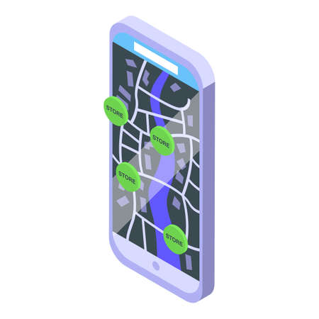 Green store locator icon isometric vector. Shop retail. Travel renderのイラスト素材