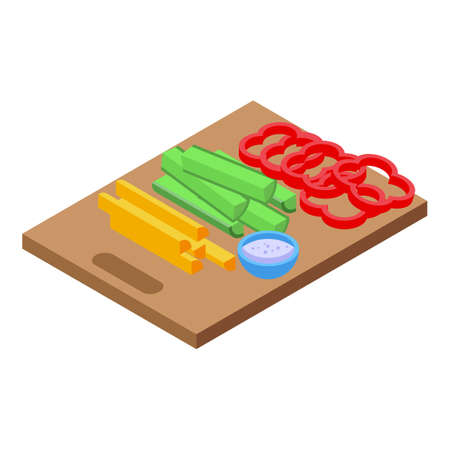 Cutted vegetables icon isometric vector. Summer park. Food picnicのイラスト素材