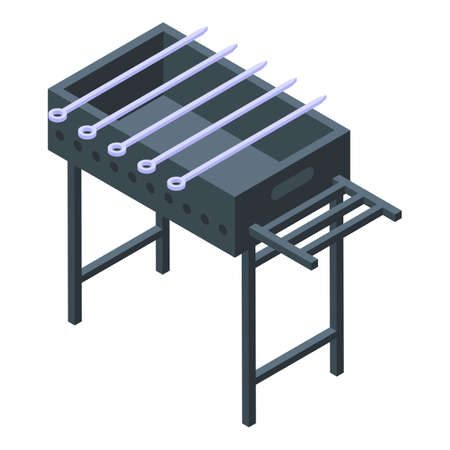Bbq stand icon isometric vector. Picnic food. Summer partyのイラスト素材