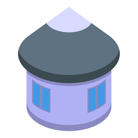 Round bungalow icon isometric vector. Beach house. Island cabinのイラスト素材