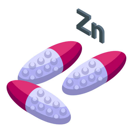 Zinc capsule icon isometric vector. Food vitamin. Mineral znのイラスト素材