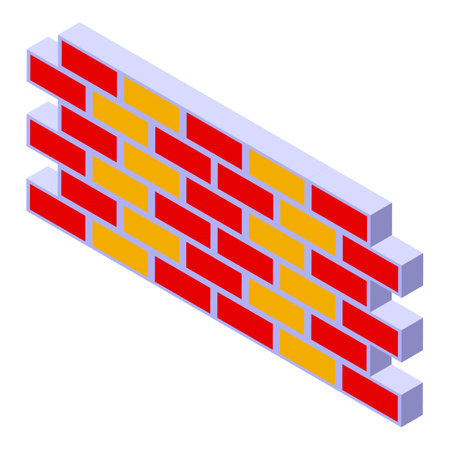 Brick wall icon isometric vector. Concrete cement. Material constructionのイラスト素材