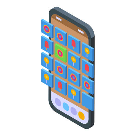 Ice cream gameplay icon isometric vector. Game machine. Mobile teamのイラスト素材