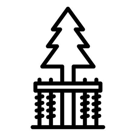 Fir tree rope park icon outline vector. Adventure sport. Zipline climbのイラスト素材