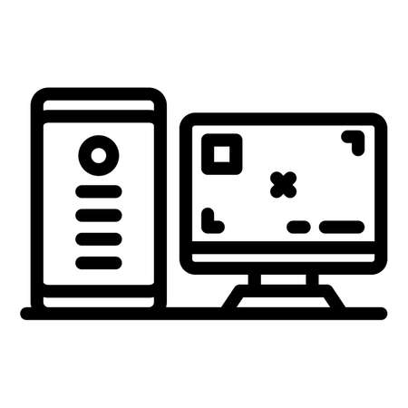 New gamer pc icon outline vector. Online app. Sport electronicのイラスト素材