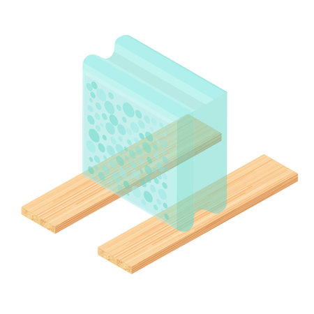 Building material icon isometric vector. Glass block and two wooden plank icon. Construction equipment, repair workのイラスト素材