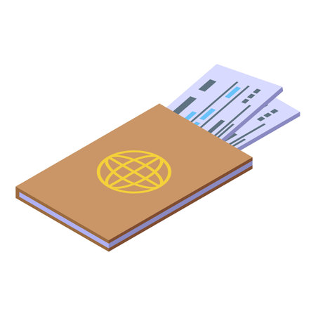 Travel passport icon isometric vector. Globe map. Cruise businessのイラスト素材