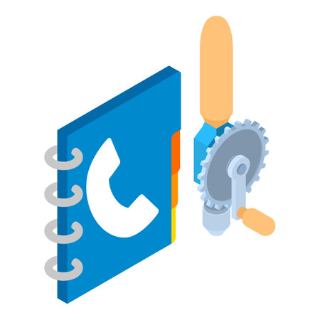 Repair service icon isometric vector. Old manual drill tool and phone book icon. Construction, repair, maintenanceのイラスト素材