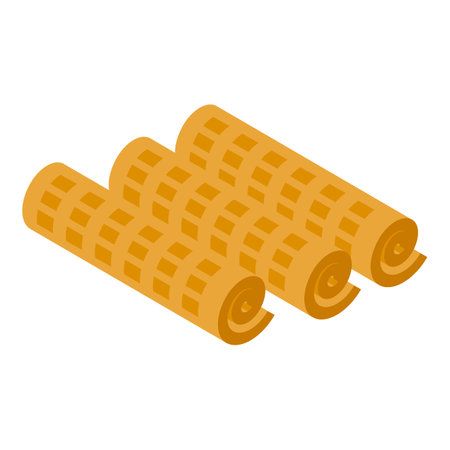 Waffle roll icon isometric vector. Round belgian. Snack dessertのイラスト素材