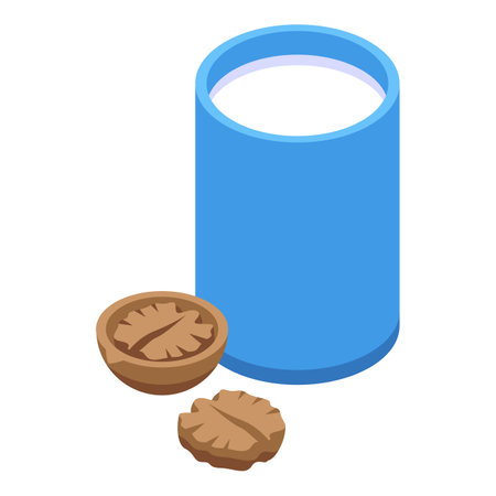 Walnut milk icon isometric vector. Vegetable plant. Food drinkのイラスト素材