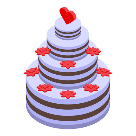 Wedding cake icon isometric vector. Event planner. Card bridalのイラスト素材