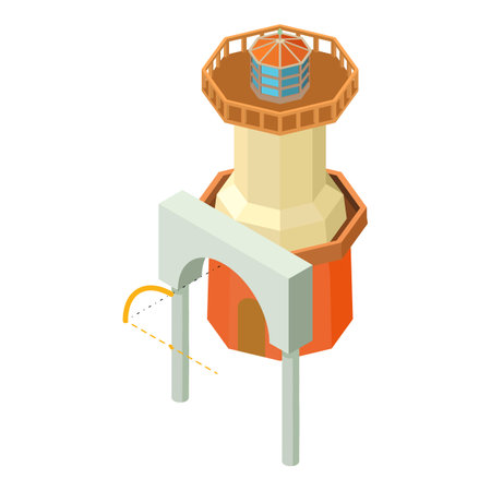 Building project icon isometric vector. Arch project and large lighthouse icon. Designing, building, reconstructionのイラスト素材