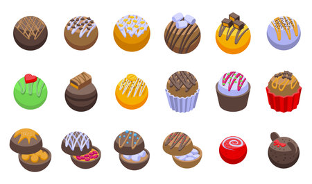 Cocoa bomb icons set isometric vector. Food chocolate. Coffee drinkのイラスト素材