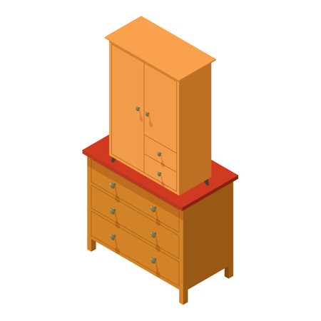 Wooden furniture icon isometric vector. New modern locker on dresser icon. Classic interior, dressing room furnitureのイラスト素材