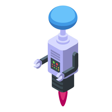 Fly robot icon isometric vector. Space alien. Planet funnyのイラスト素材