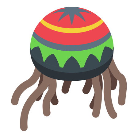 Dreadlocks cap icon isometric vector. Rasta wig. Woman styleのイラスト素材