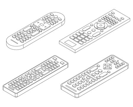 Remote icons set. Isometric set of remote vector icons outline vector on white backgroundのイラスト素材
