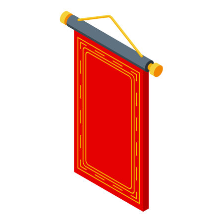 Red roll icon isometric vector. Chinese scroll. Paper decorationのイラスト素材