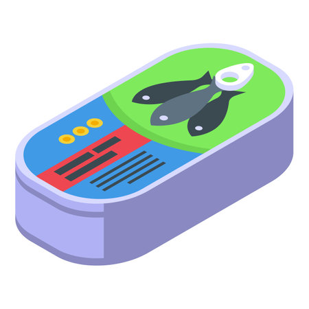 Fish can icon isometric vector. Ocean fish. Food storeのイラスト素材