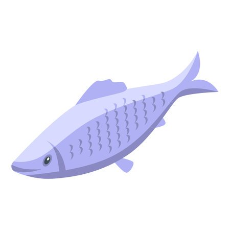 Grey herring fish icon isometric vector. Sea water. Aquatic objectのイラスト素材