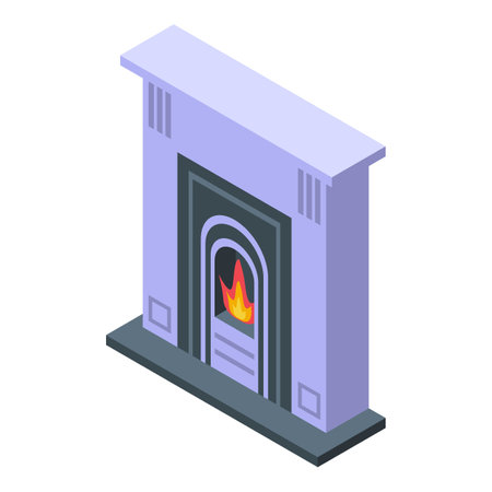 Gas furnace icon isometric vector. Fire house. Label steelのイラスト素材