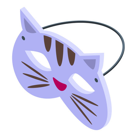Cat mask icon isometric vector. Xmas santa. Cute partyのイラスト素材