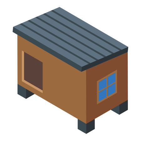 Wood cat house icon isometric vector. Pet food. Bed boxのイラスト素材