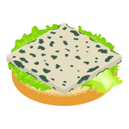 Dorblue sandwich icon isometric vector. Sandwich with dorblu cheese and lettuce. Food concept, snack, appetizerのイラスト素材