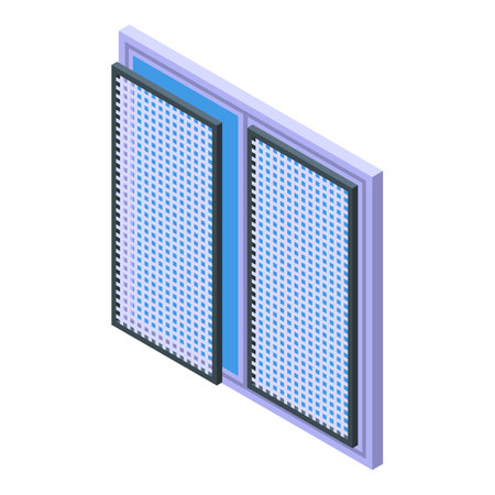 Mosquito protective window net icon isometric vector. Dengue protection. Spiral insectのイラスト素材