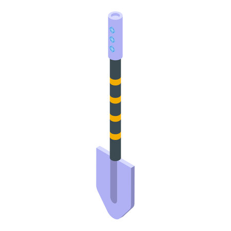 Handle shovel icon isometric vector. Green leaf. Magical rootのイラスト素材