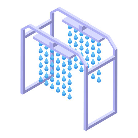 Automated car wash rain icon isometric vector. Auto clean. Care serviceのイラスト素材