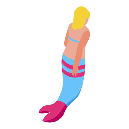 Colorful mermaid icon isometric vector. Cute girl. Sea fairyのイラスト素材