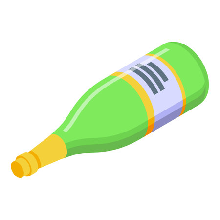 White wine bottle icon isometric vector. Drink barrel. Cork vineのイラスト素材