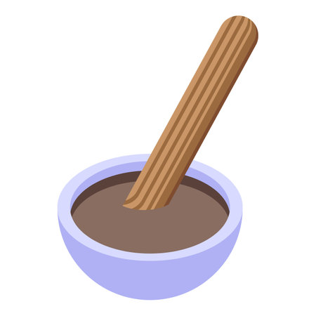 Churro cocoa icon isometric vector. Spanish chocolate. Cute foodのイラスト素材