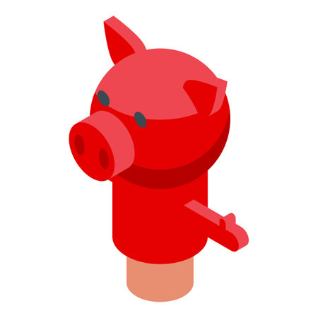 Pig puppet doll icon isometric vector. Child show. Animal showのイラスト素材
