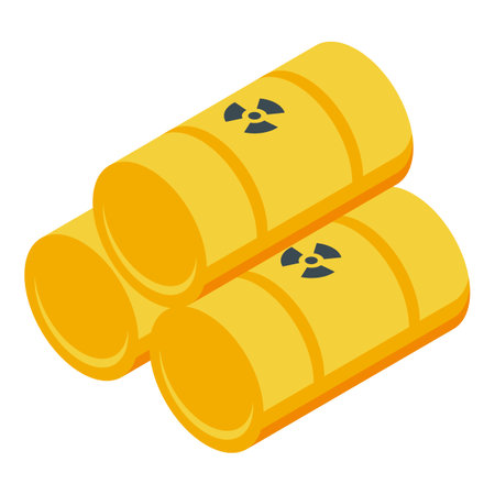 Nuclear barrels icon isometric vector. Bomb shelter. Safe houseのイラスト素材
