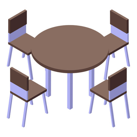 Bomb shelter kitchen table icon isometric vector. Bunker room. Metal safetyのイラスト素材