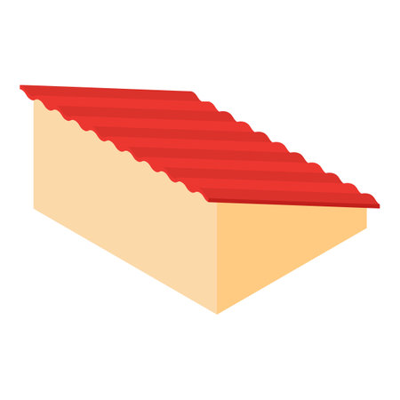 Slate roof icon isometric vector. New red sloped roof of residential building. Construction and repair conceptのイラスト素材