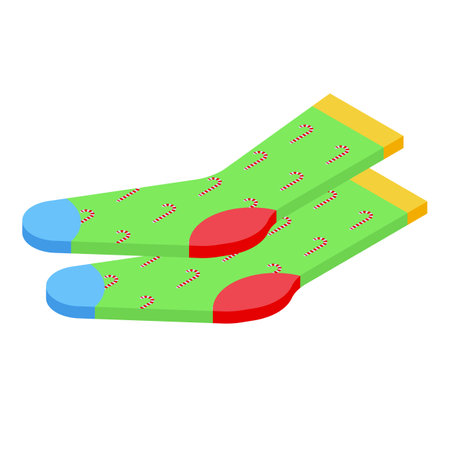 Winter socks icon isometric vector. Cute pair. Fashion ropeのイラスト素材