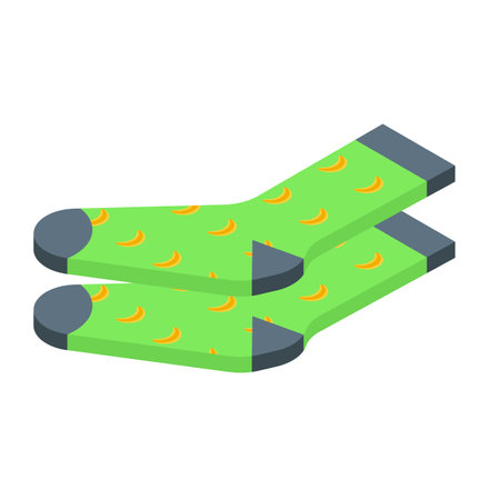 Green socks icon isometric vector. Fashion funny. Rope colorのイラスト素材