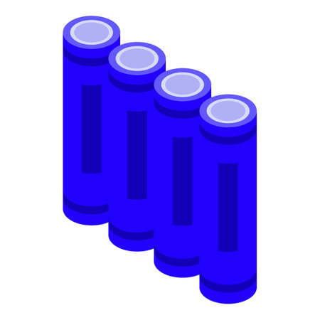 Blue pack battery icon isometric vector. Mobile power. Load cellのイラスト素材