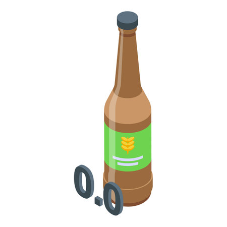 Nonalcoholic beer gastronomy icon isometric vector. Glass bottle. Drink barのイラスト素材