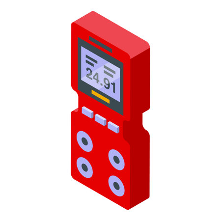 Red gas detector icon isometric vector. Meter instrument. Home monitorのイラスト素材