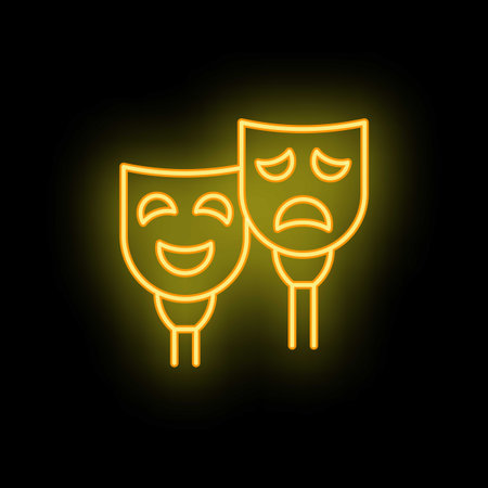 Stress mask icon outline vector. Burnout workplace. Mental work neon color isolated on blackのイラスト素材