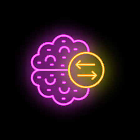 Brainstorming icon outline vector. Burnout character. Work stress neon color isolated on blackのイラスト素材