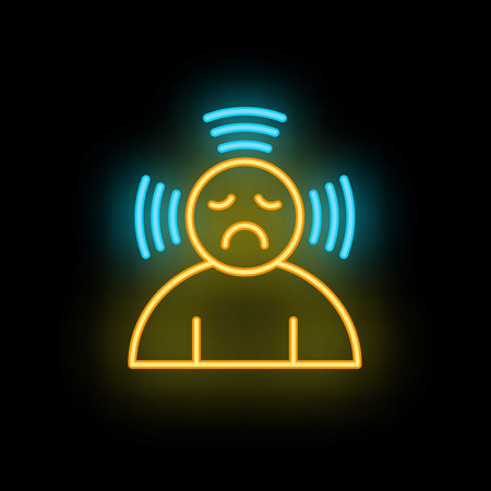 Stress person icon outline vector. Burnout workplace. Work mental neon color isolated on blackのイラスト素材